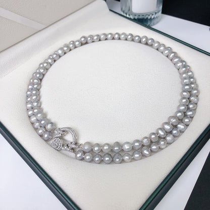 Premium light luxury double clavicle chain pearl
