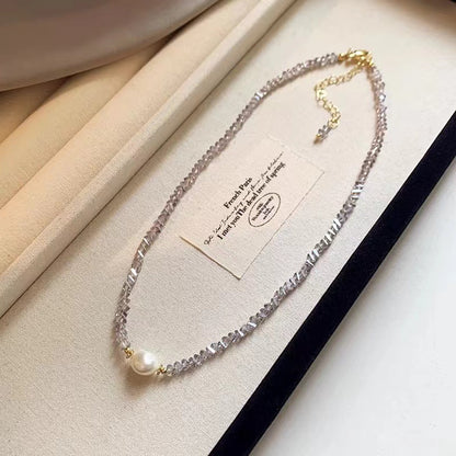 Light Purple Crystal Baroque Pearl Necklace