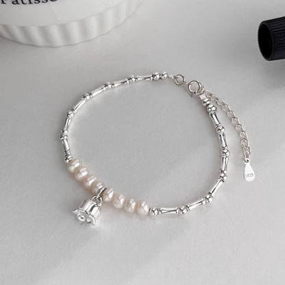 Sterling Silver Pearl Lily of the Valley Design Bracelet