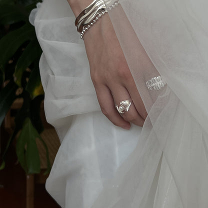 Beach Shell Tree Shadow Pearl Ring