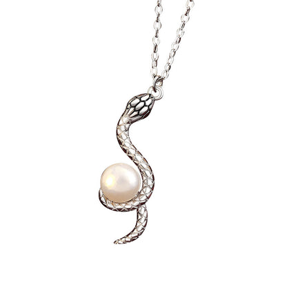 Premium retro design snake collarbone chain pearl pendant
