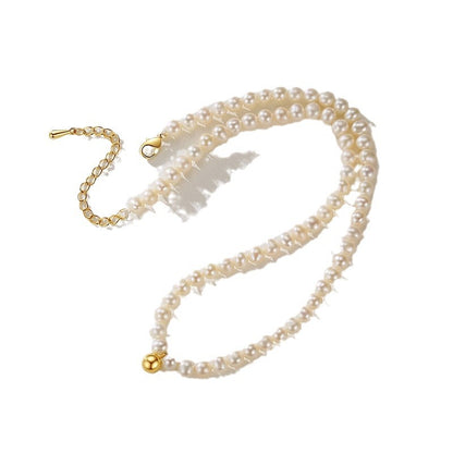 Metal beads embellished with freshwater pearl necklace