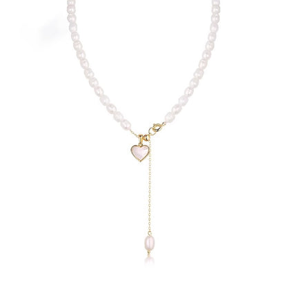Light luxury natural freshwater pearl love millet bead pearl necklace