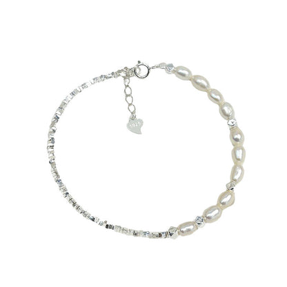 Natural Freshwater Pearl Shredded Silver Bracelet