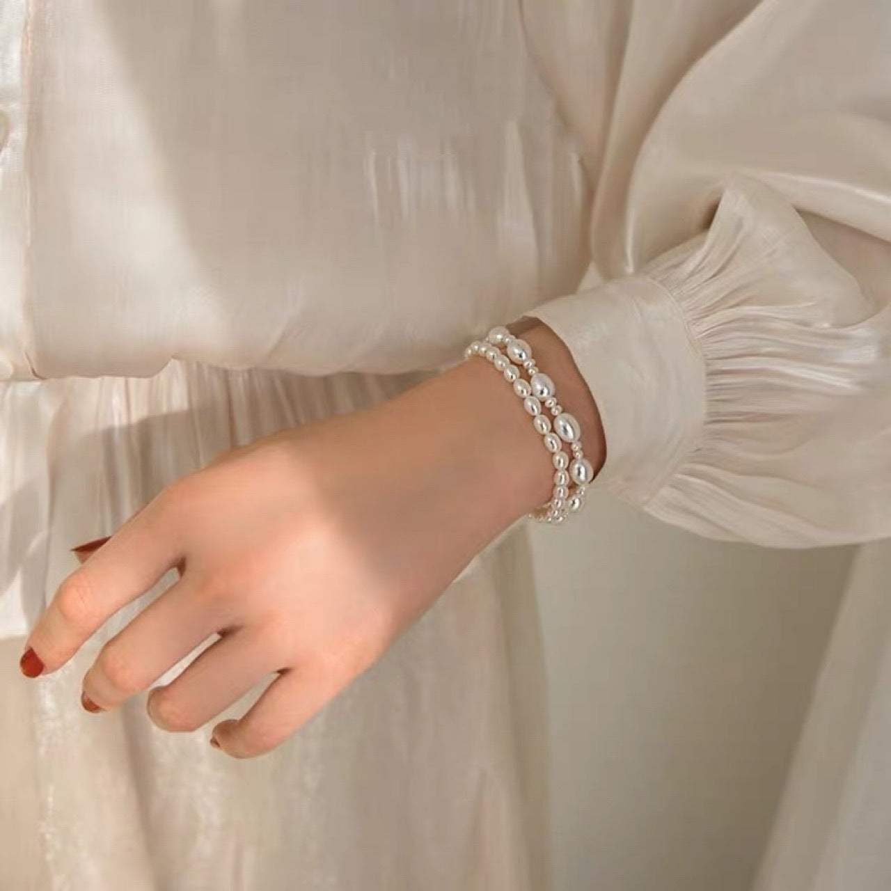 Natural Pearl Baroque Rice Bead Design Bracelet