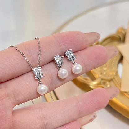 Sterling Silver Natural Pearl Princess Design Set