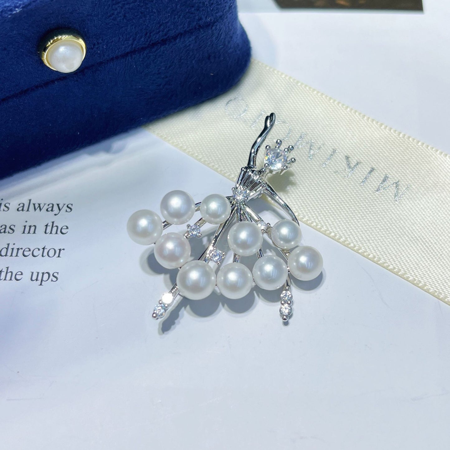 Natural Pearl Ballet Girl Design Brooch