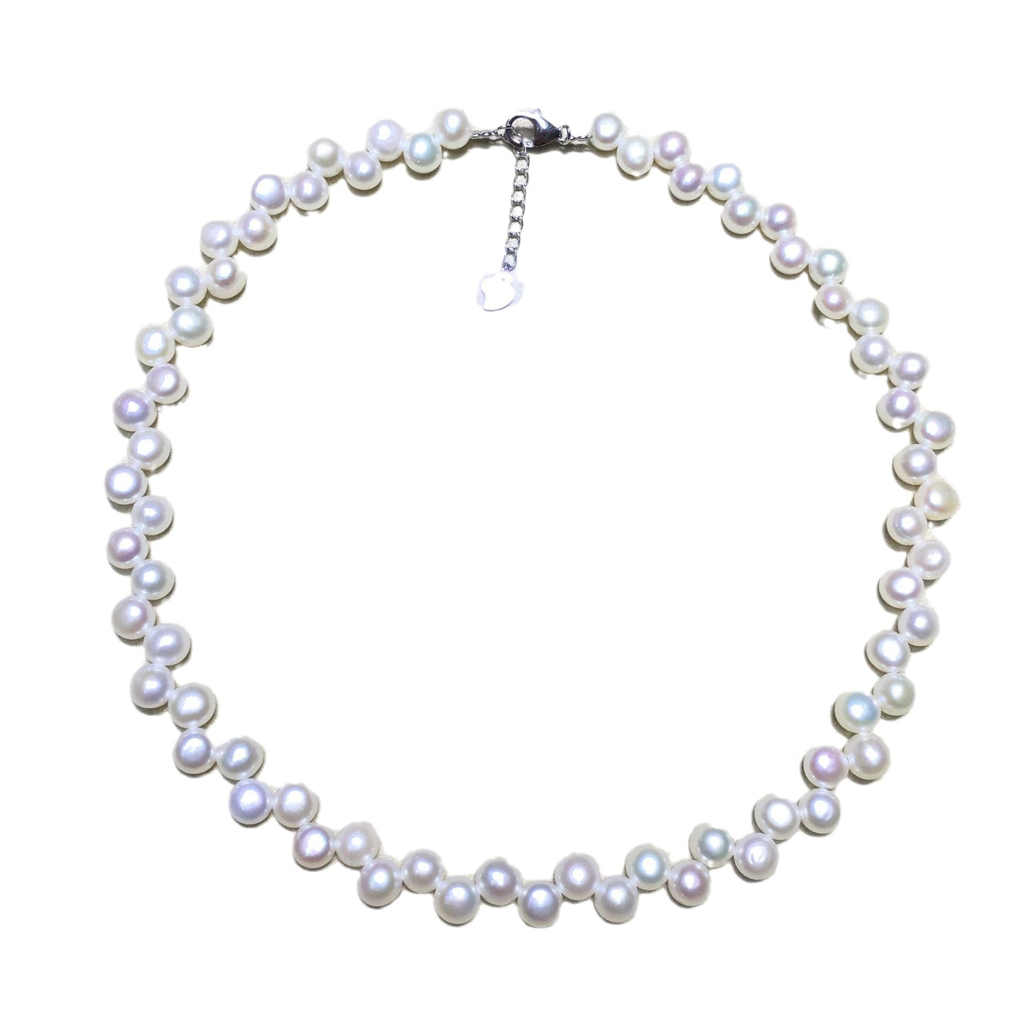Sterling Silver Natural Freshwater Pearl Double Neck Chain