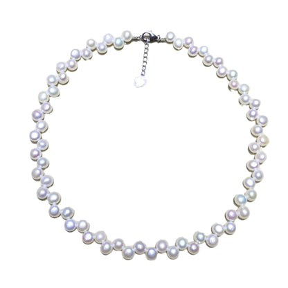 Sterling Silver Natural Freshwater Pearl Double Neck Chain