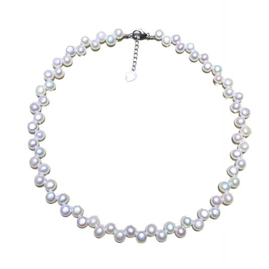 Sterling Silver Natural Freshwater Pearl Double Neck Chain