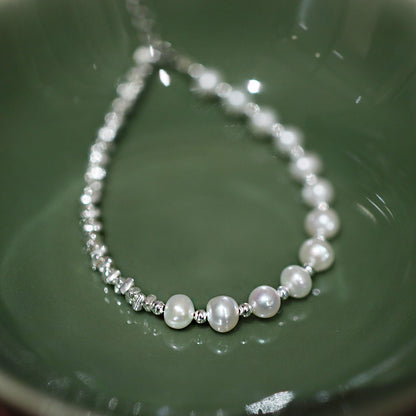 Natural Pearl Simple Design Silver Bracelet