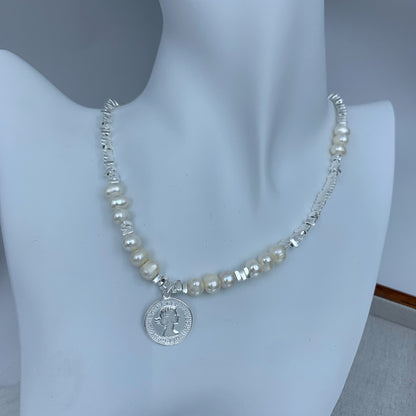 Natural Pearl Xiaoxiangfeng Design Silver Necklace
