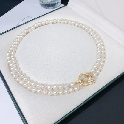 Premium light luxury double clavicle chain pearl