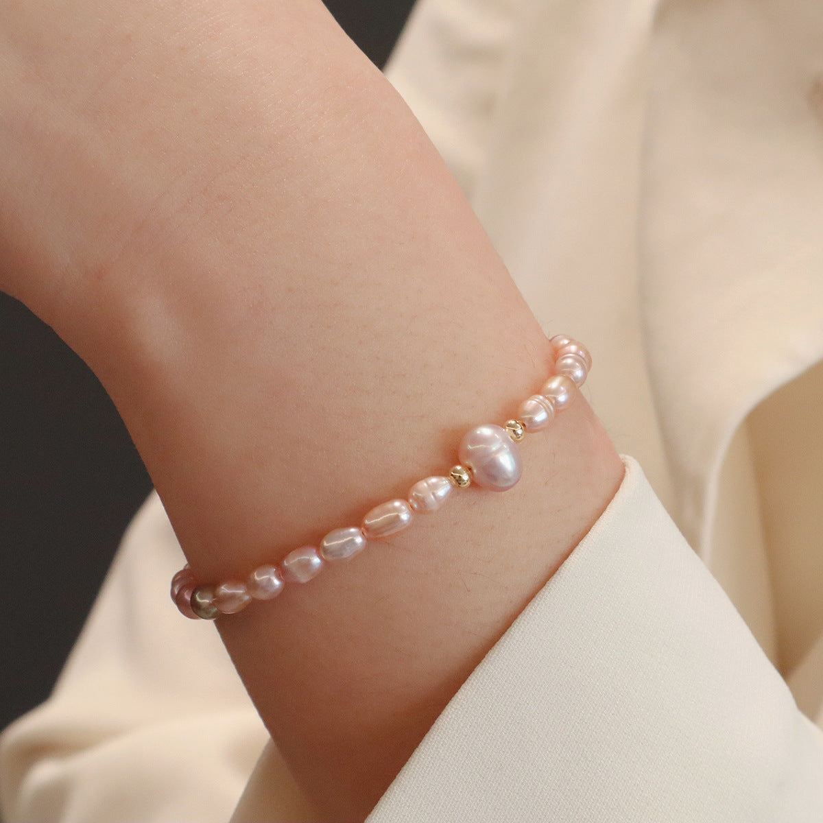 Natural Champagne Powder Natural Pearl Bracelet