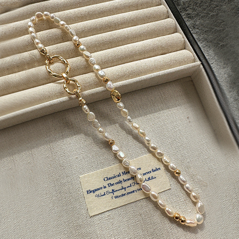Vintage Natural Freshwater Baroque Pearl Long Necklace