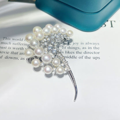 Dandelion Multi-Bead Natural Pearl Design Brooch
