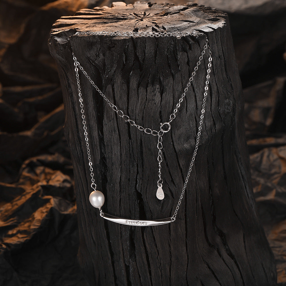 Natural pearl necklace, simple temperament, light luxury collarbone chain