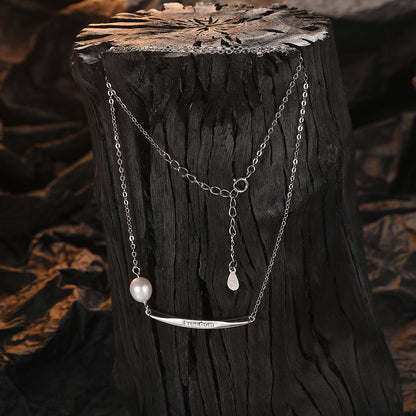 Natural pearl necklace, simple temperament, light luxury collarbone chain