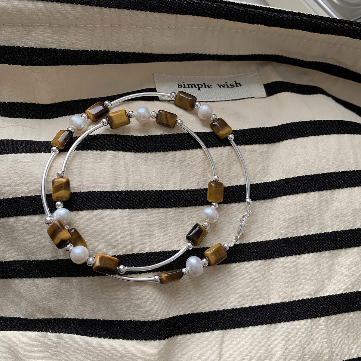 Tiger's Eye Design Pearl Necklace