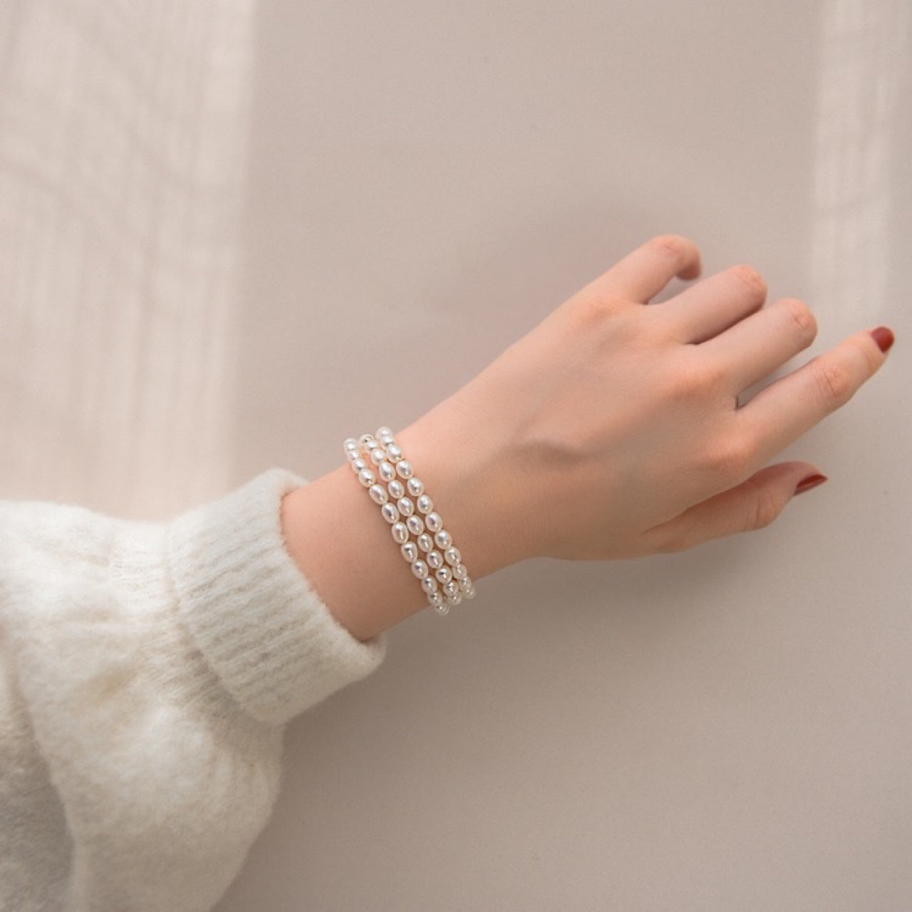 Natural Pearl Baroque Rice Bead Design Bracelet