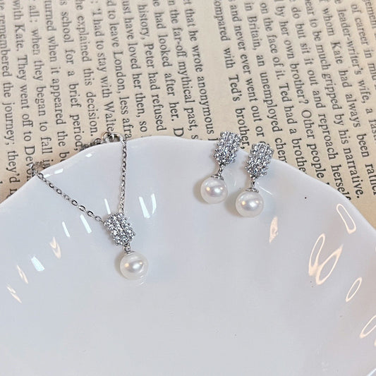Sterling Silver Natural Pearl Princess Design Set