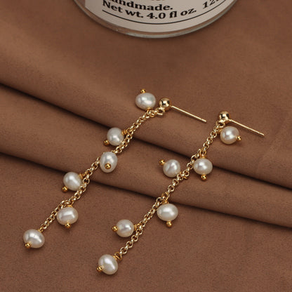 Tassel Grape String Freshwater Pearl Earrings