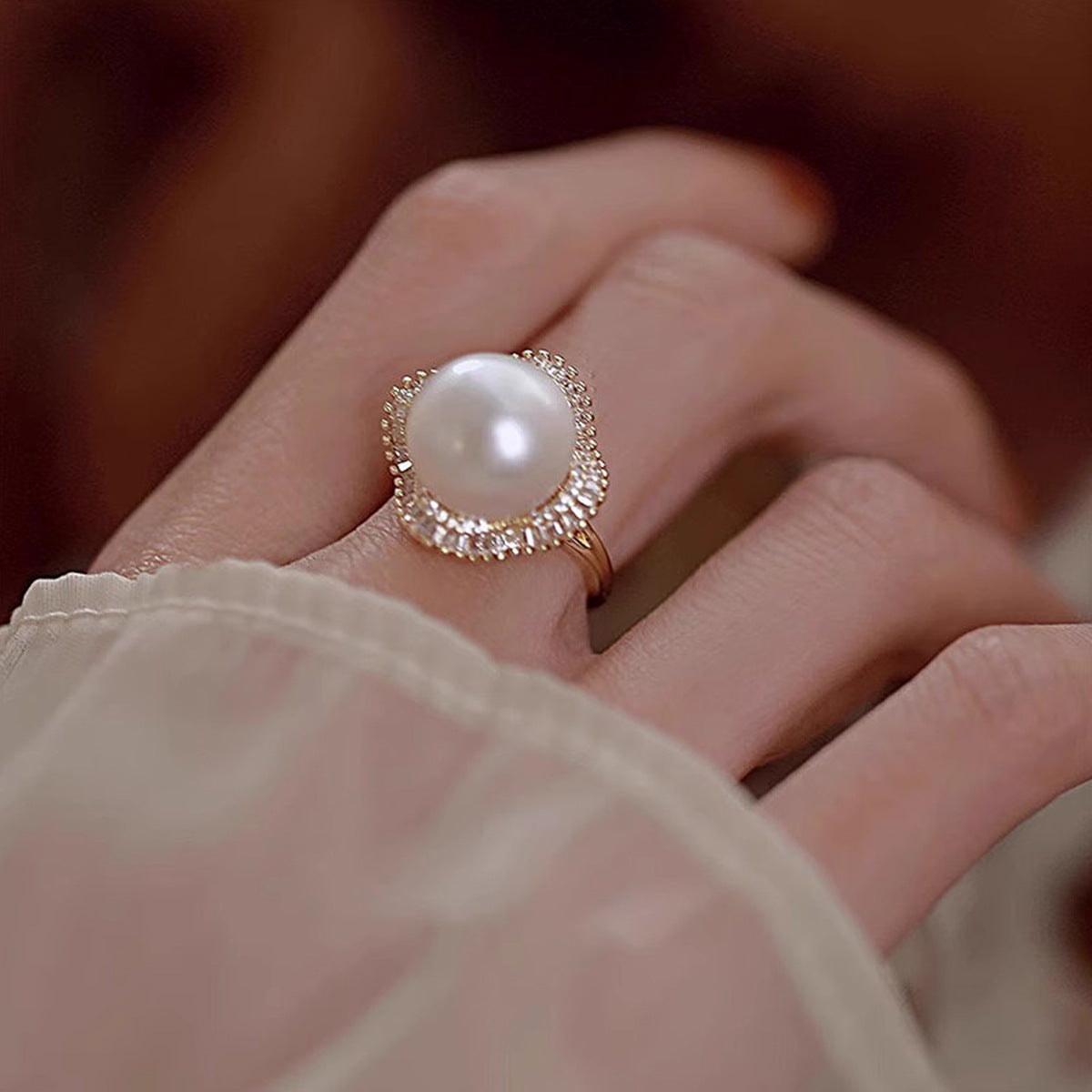 Diamond Retro Pearl Ring