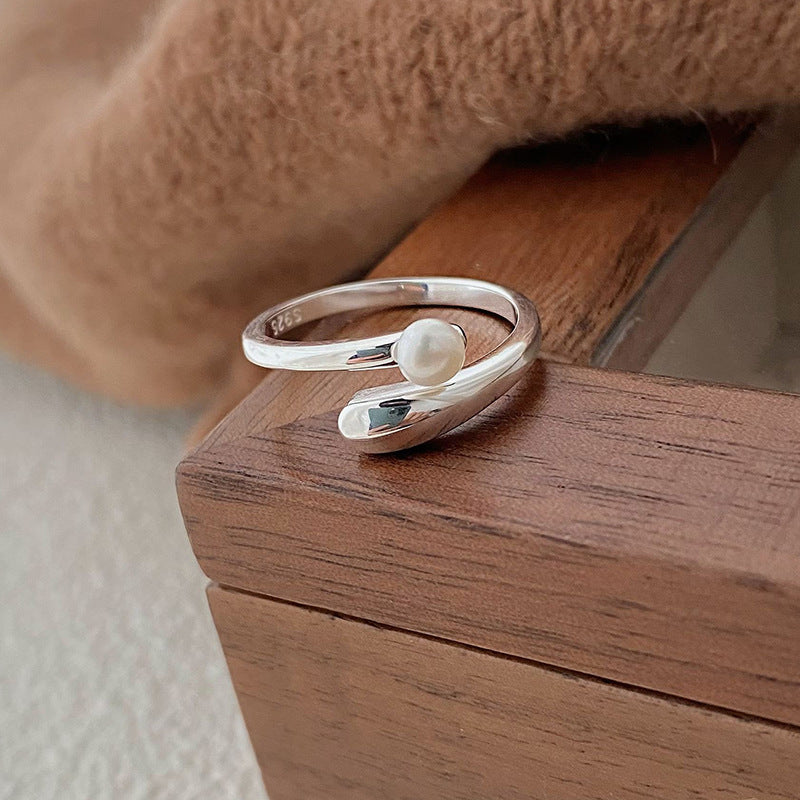 Cross Simple Design Pearl Ring