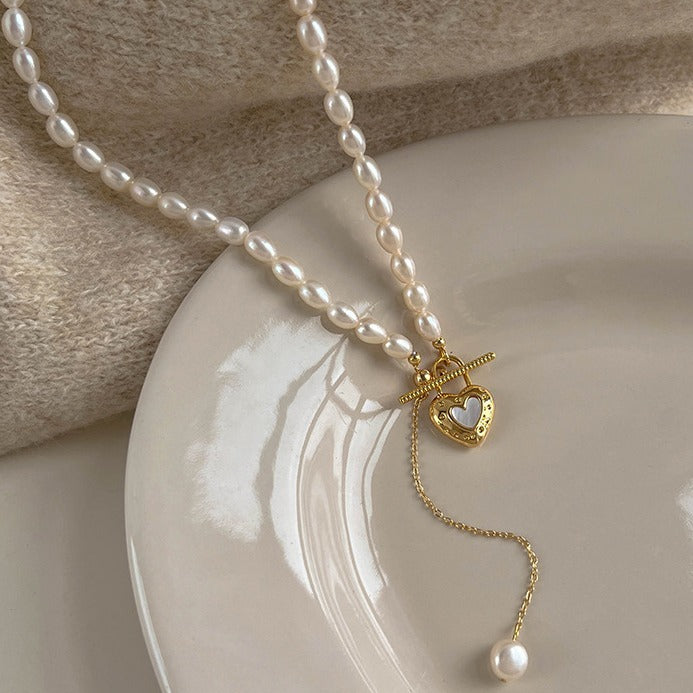 French pearl love shell necklace