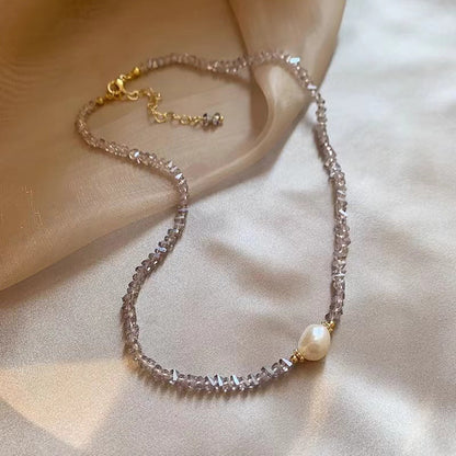 Light Purple Crystal Baroque Pearl Necklace
