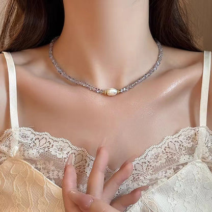 Light Purple Crystal Baroque Pearl Necklace