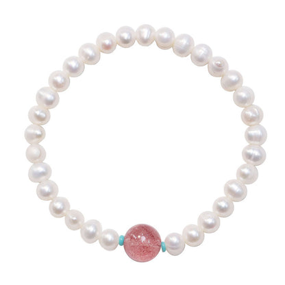 Natural Pearl Strawberry Crystal Simple Bracelet