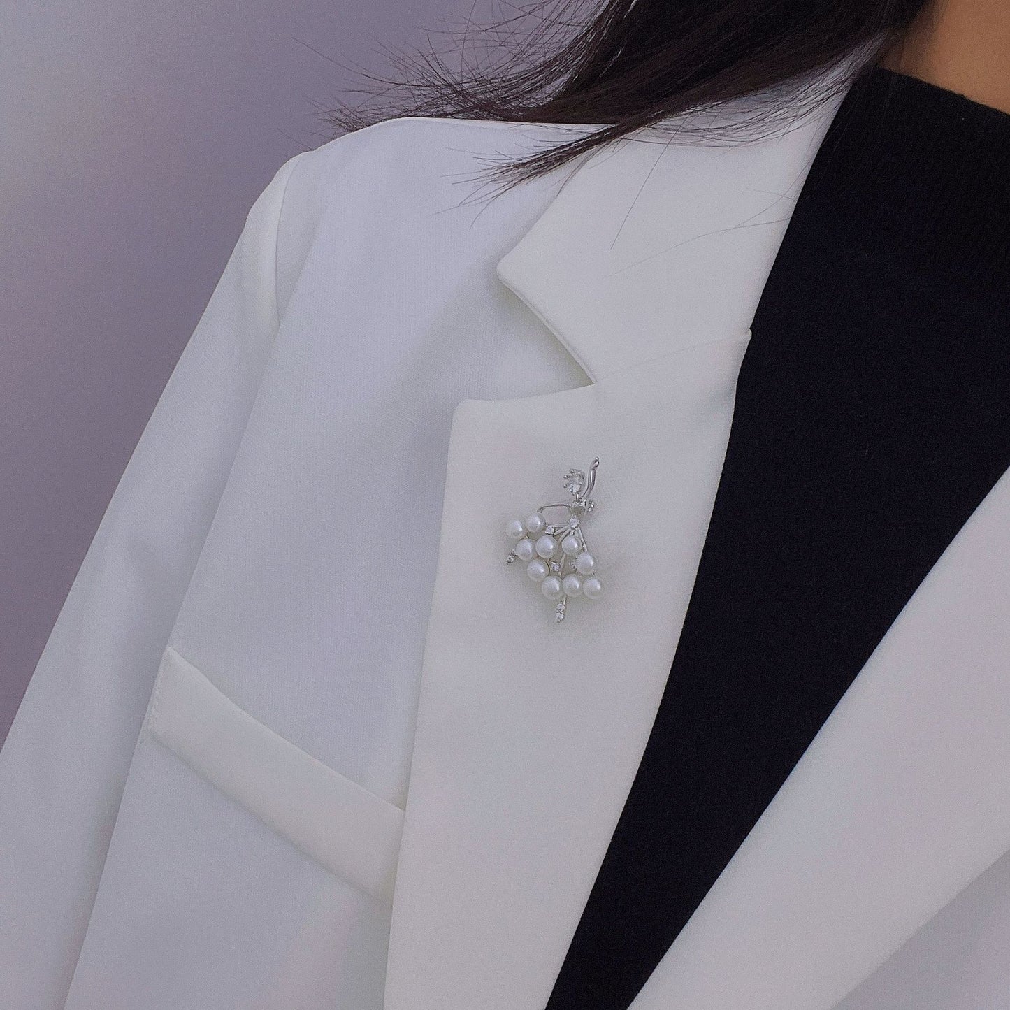 Natural Pearl Ballet Girl Design Brooch