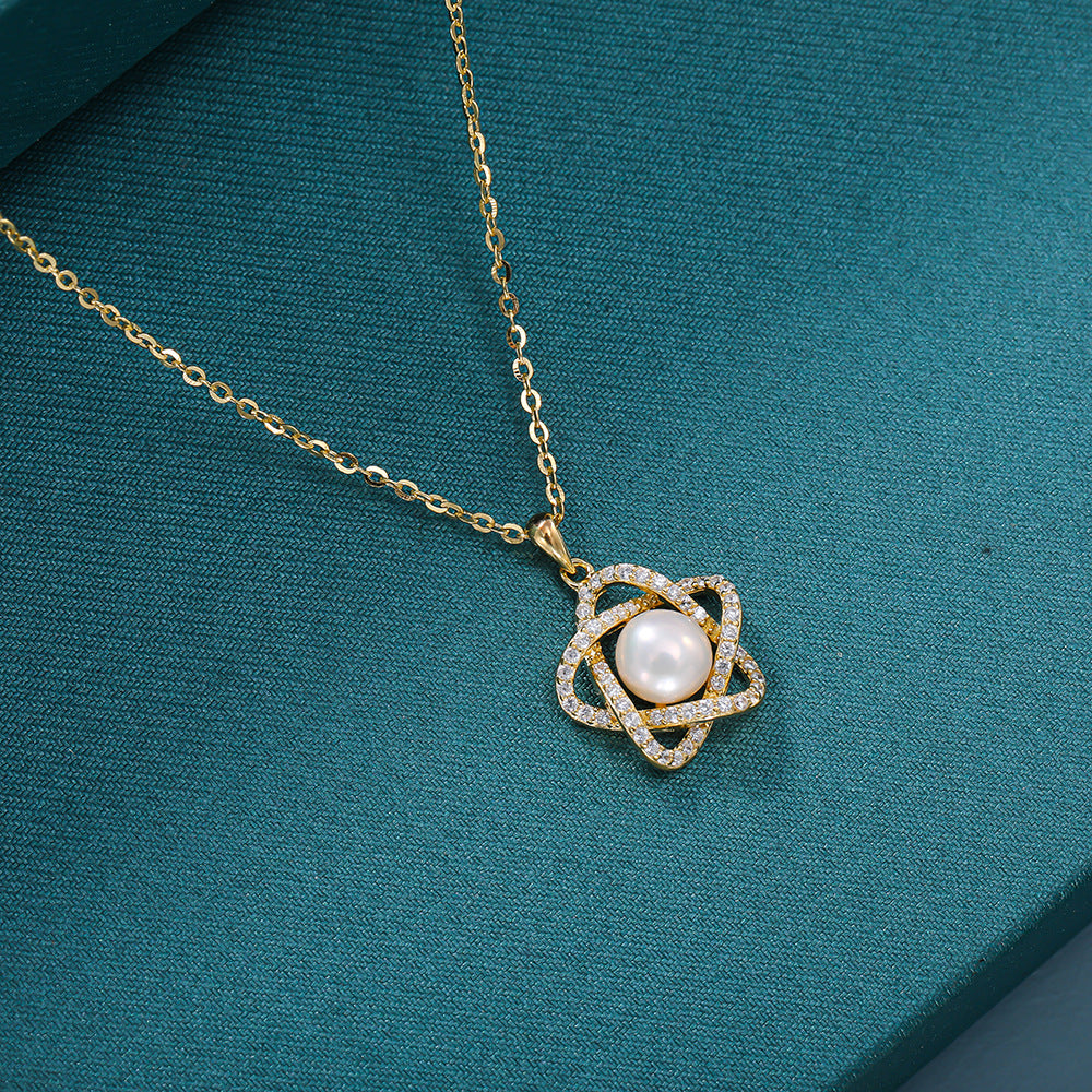 Pentagram design pearl necklace
