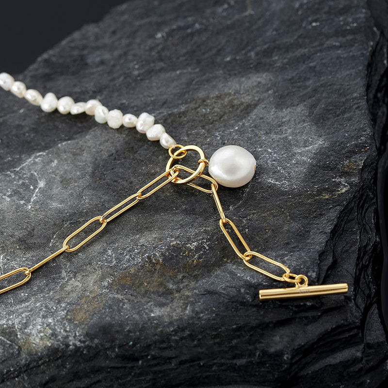 Baroque Geometric Pearl Clavicle Necklace