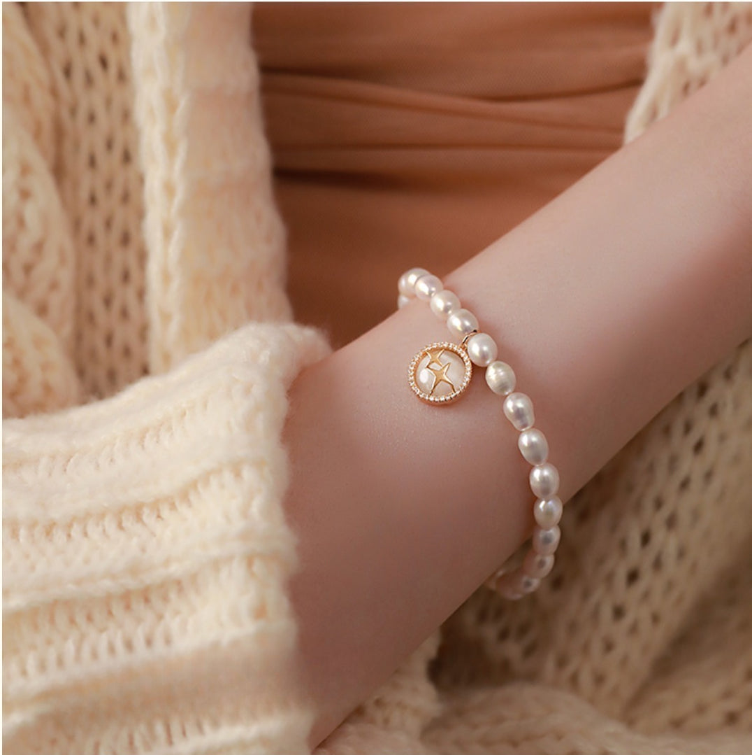 Natural Pearl Star Beaded Bracelet