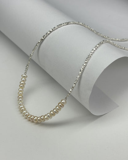 Broken Silver Pearl Necklace Smile Collarbone Chain