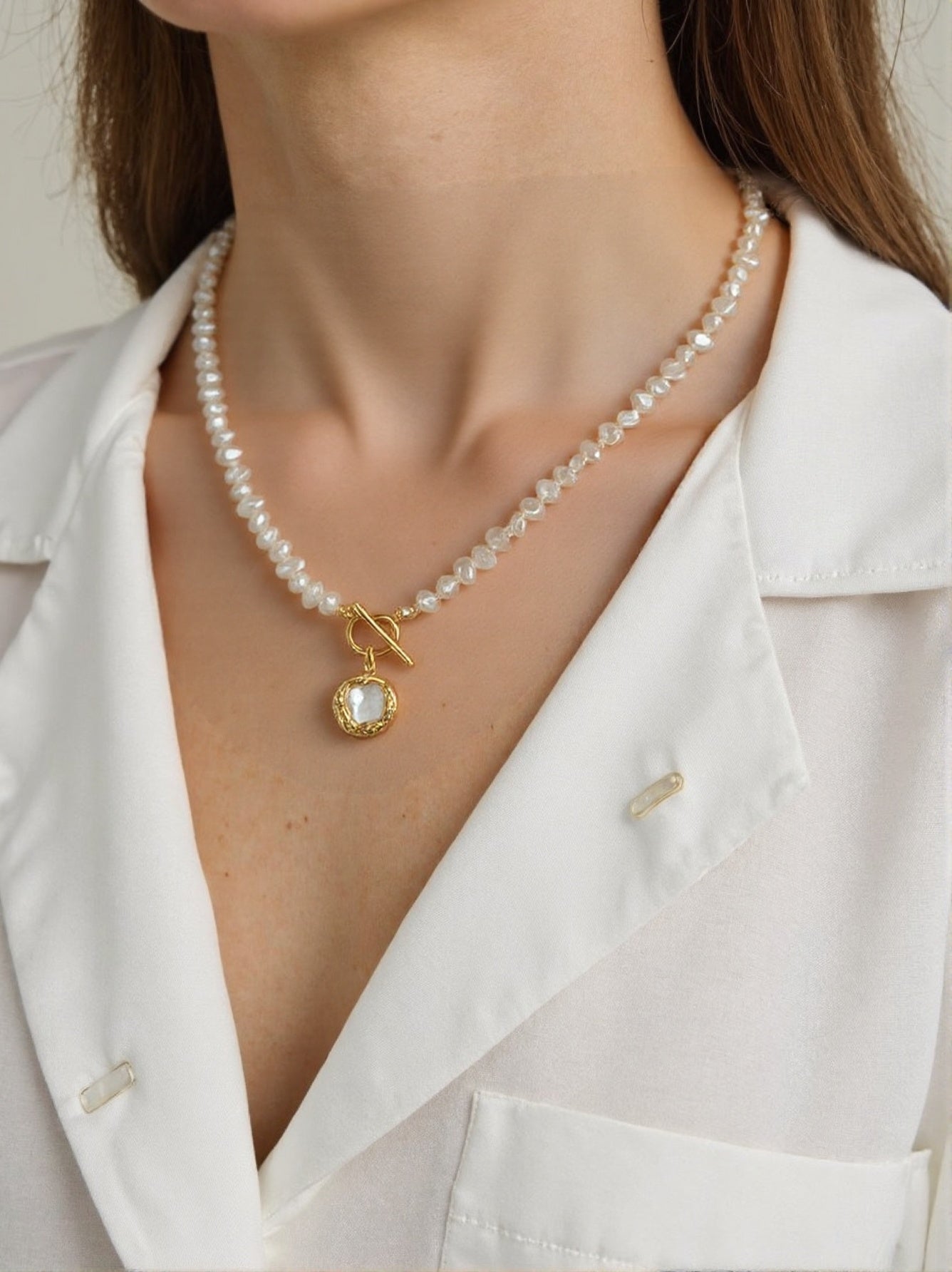 Baroque special-shaped natural freshwater pearl necklace