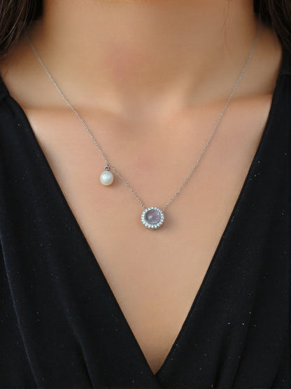 Light Luxury Aquamarine Pearl Necklace