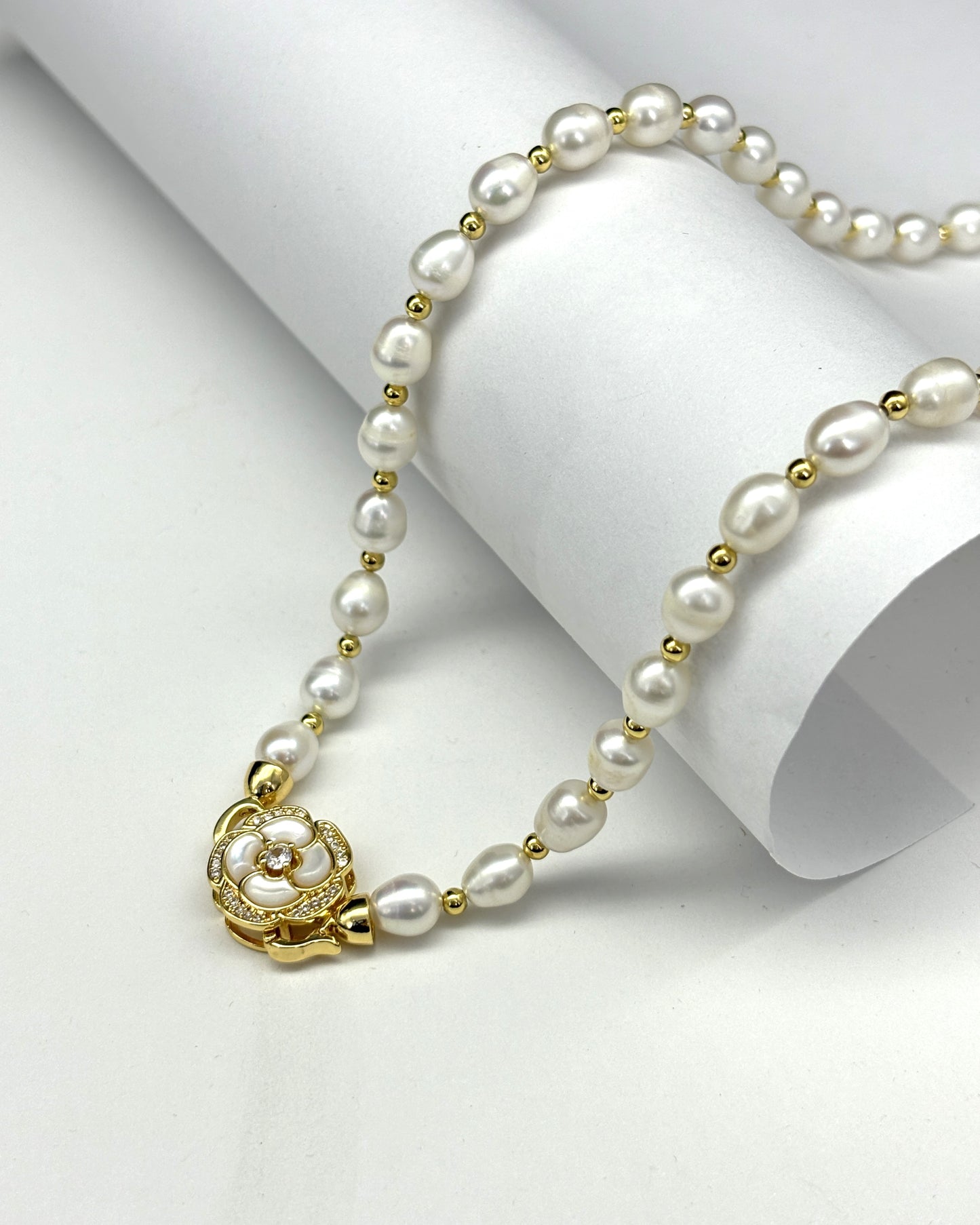 Natural Freshwater Pearl Necklace Vintage Clavicle Chain