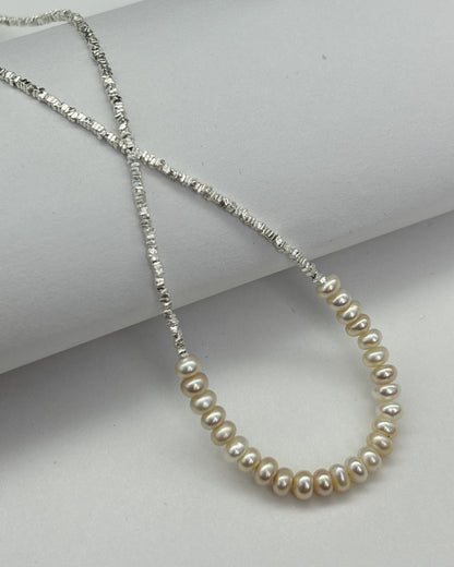 Broken Silver Pearl Necklace Smile Collarbone Chain