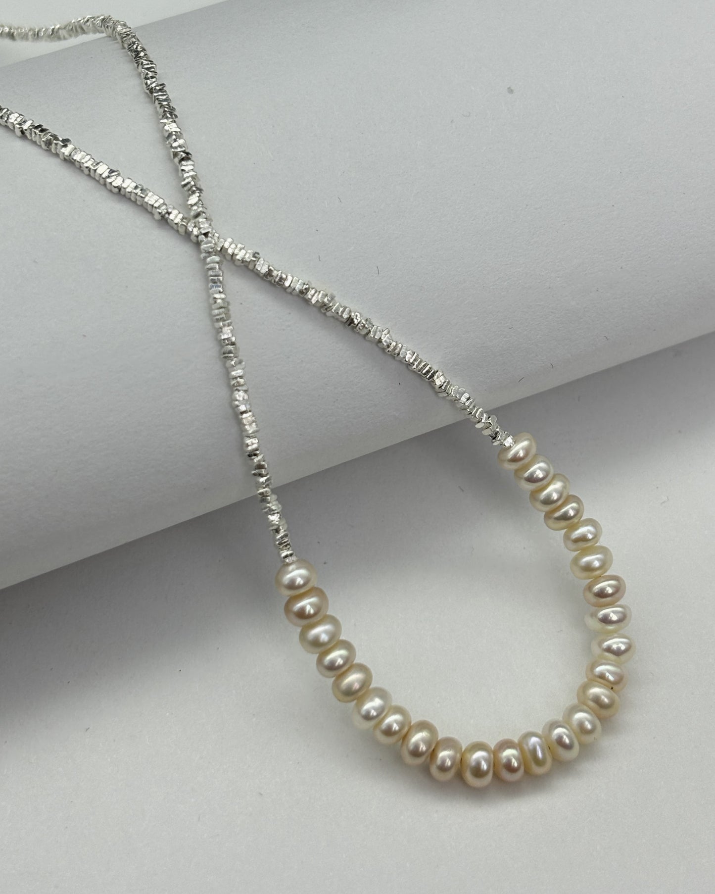 Broken Silver Versatile Collarbone Chain Pearl Necklace