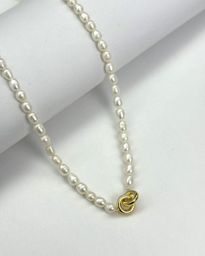 Natural Pearl Fashion Versatile Double Ring Necklace