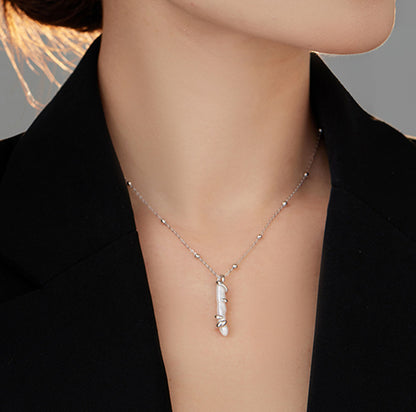 Sterling Silver Baroque Pearl Pendant Necklace French Clavicle Chain
