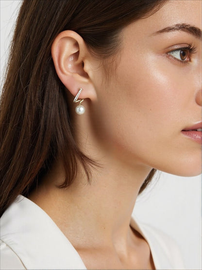 Music note natural pearl stud earrings
