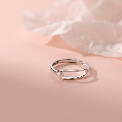 Geometric design pearl ring