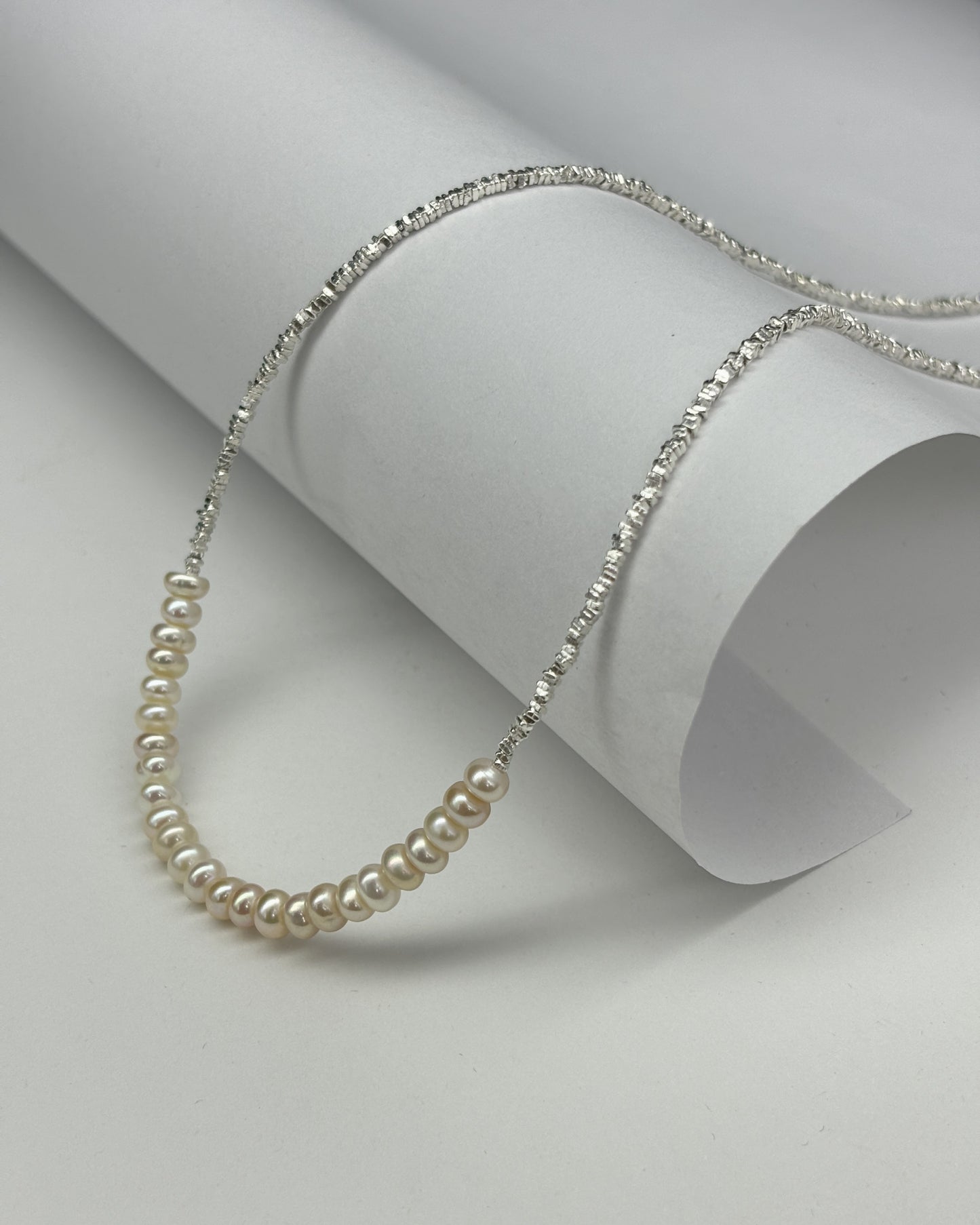 Broken Silver Versatile Collarbone Chain Pearl Necklace