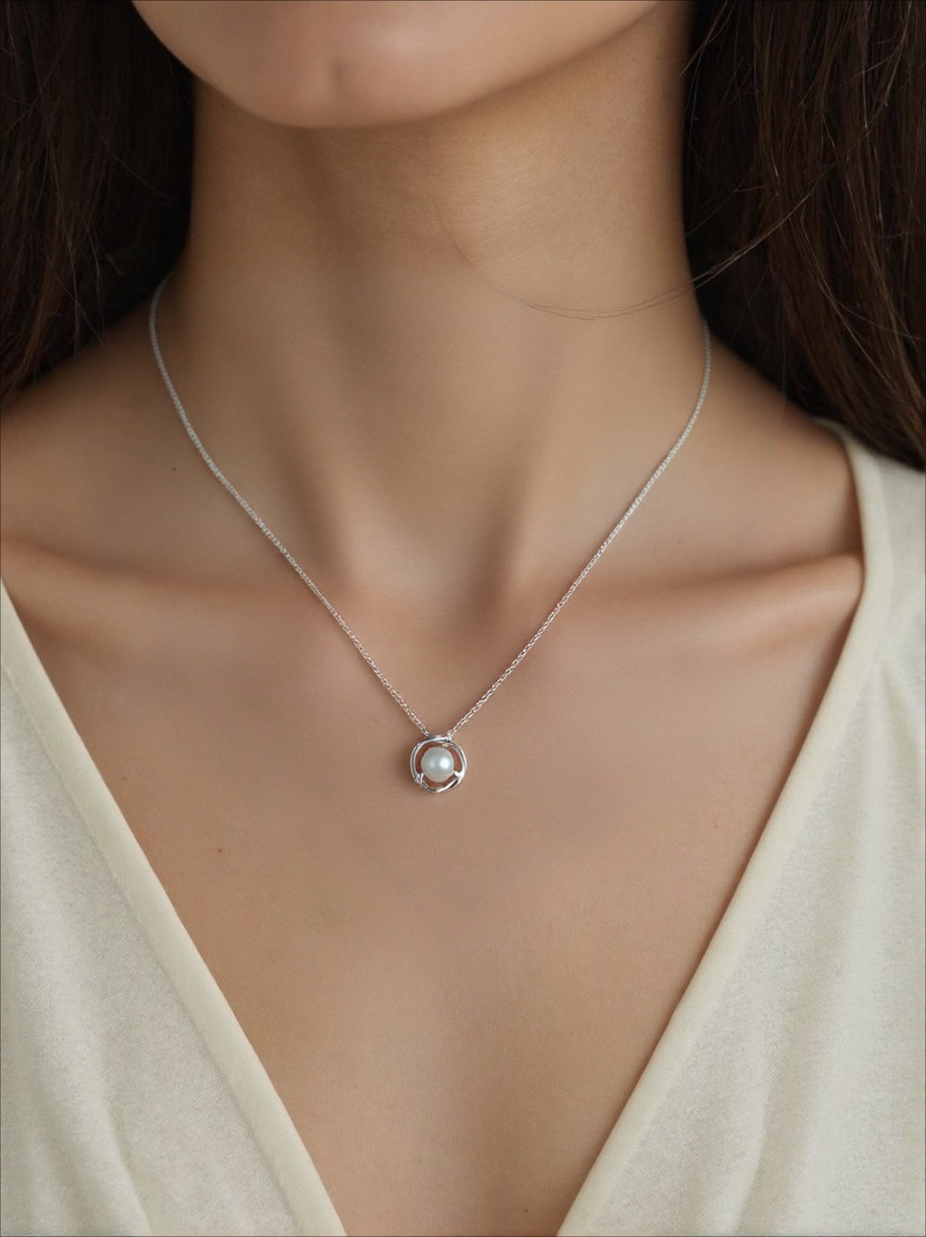 Möbius Ring Pearl Pendant