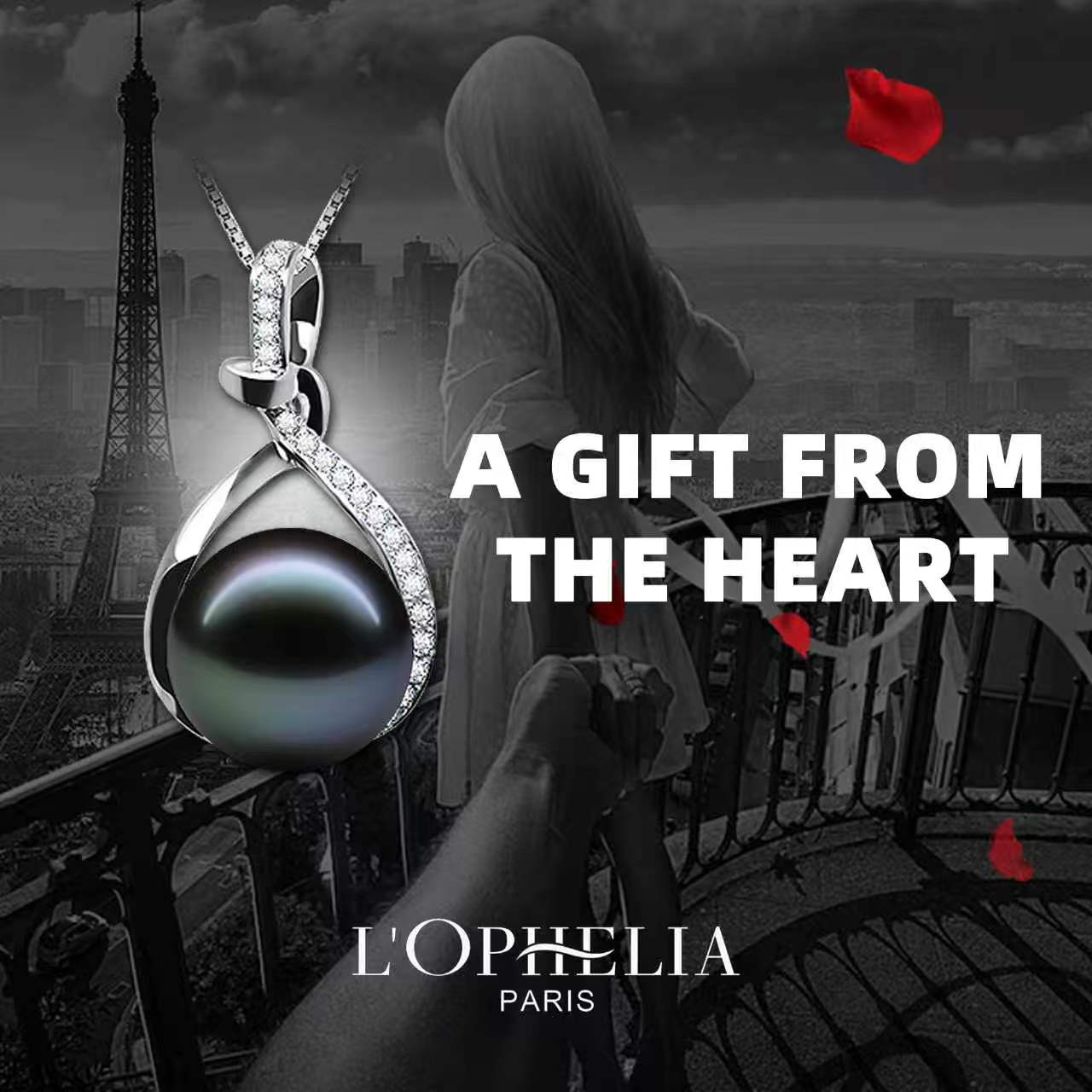 LOPHELIA Tahitian Black Pearl Necklace, 10-11mm 5A Real Pearl Necklace for Women, Dainty Infinity Jewelry Gift for Mom or Her