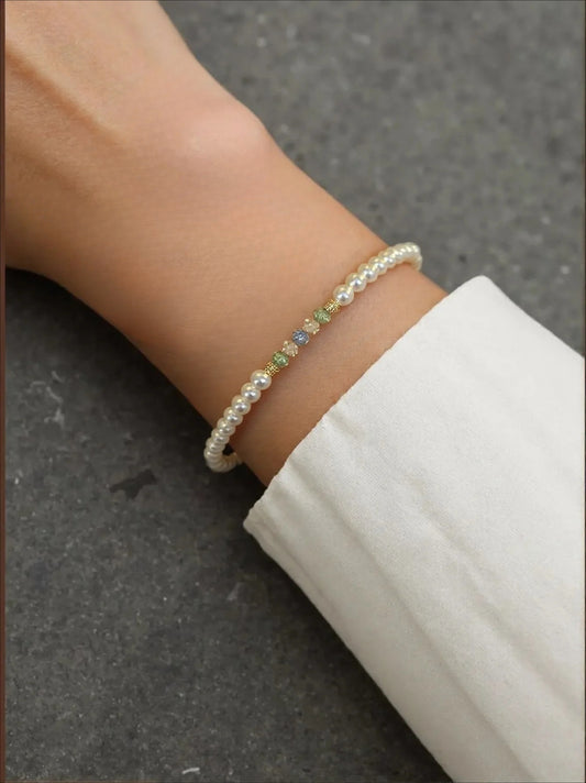 Colored Crystal Pearl Bracelet